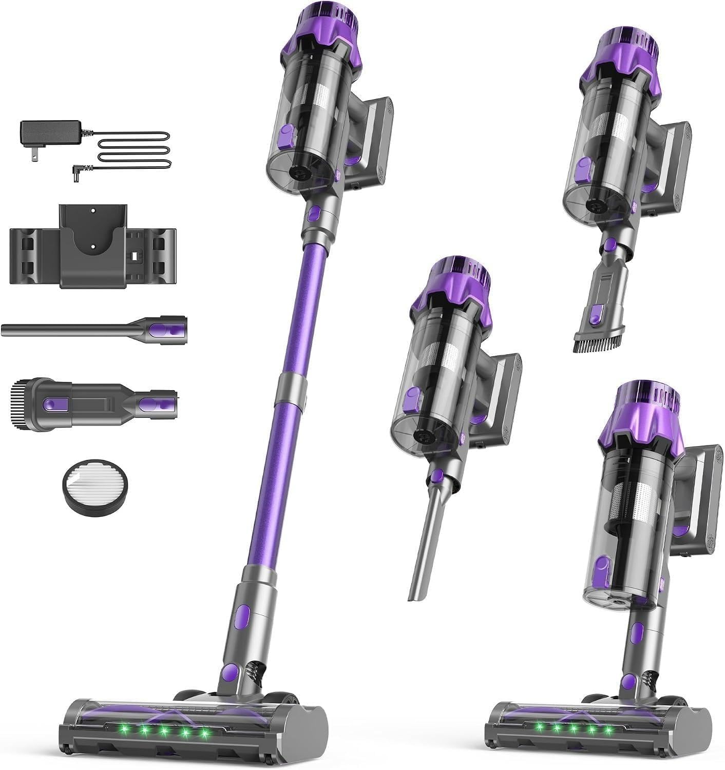 Detalle de Zerinax PRV20 Cordless Stick Vacuum, 55 kPa Suction, Up to 70-Minute Runtime