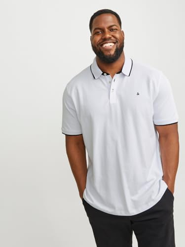 Detalle de Jack & Jones Polo JJepaulos Slim Fit SS Noos 1s JJ JJEPAULOS – Polo blanco para hombre, talla XXL