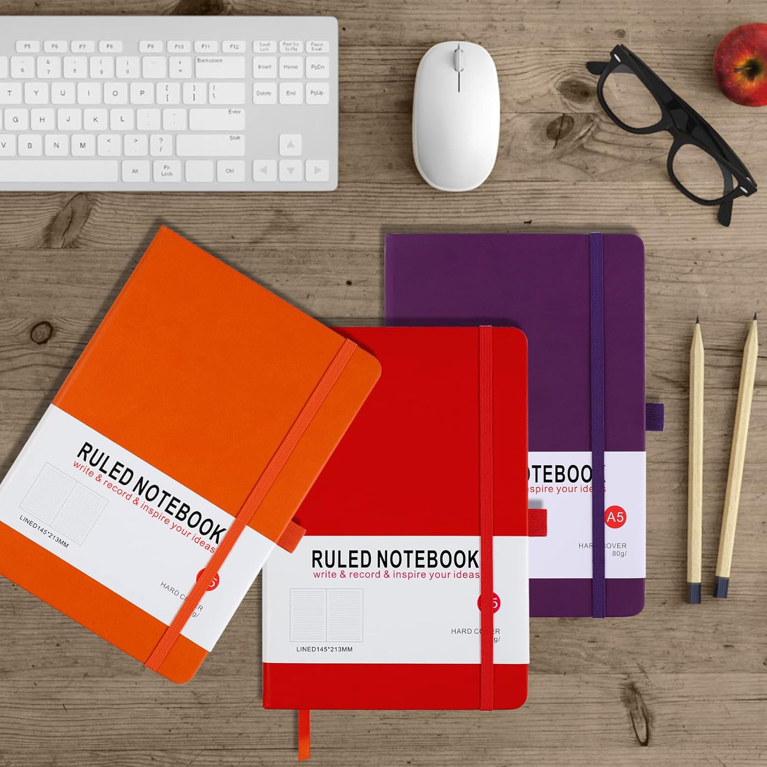 Thumbnail 6 de Notebook A5 3 Pack Journal – A5 notebook with 200 pages, PU leather cover, and handy features
