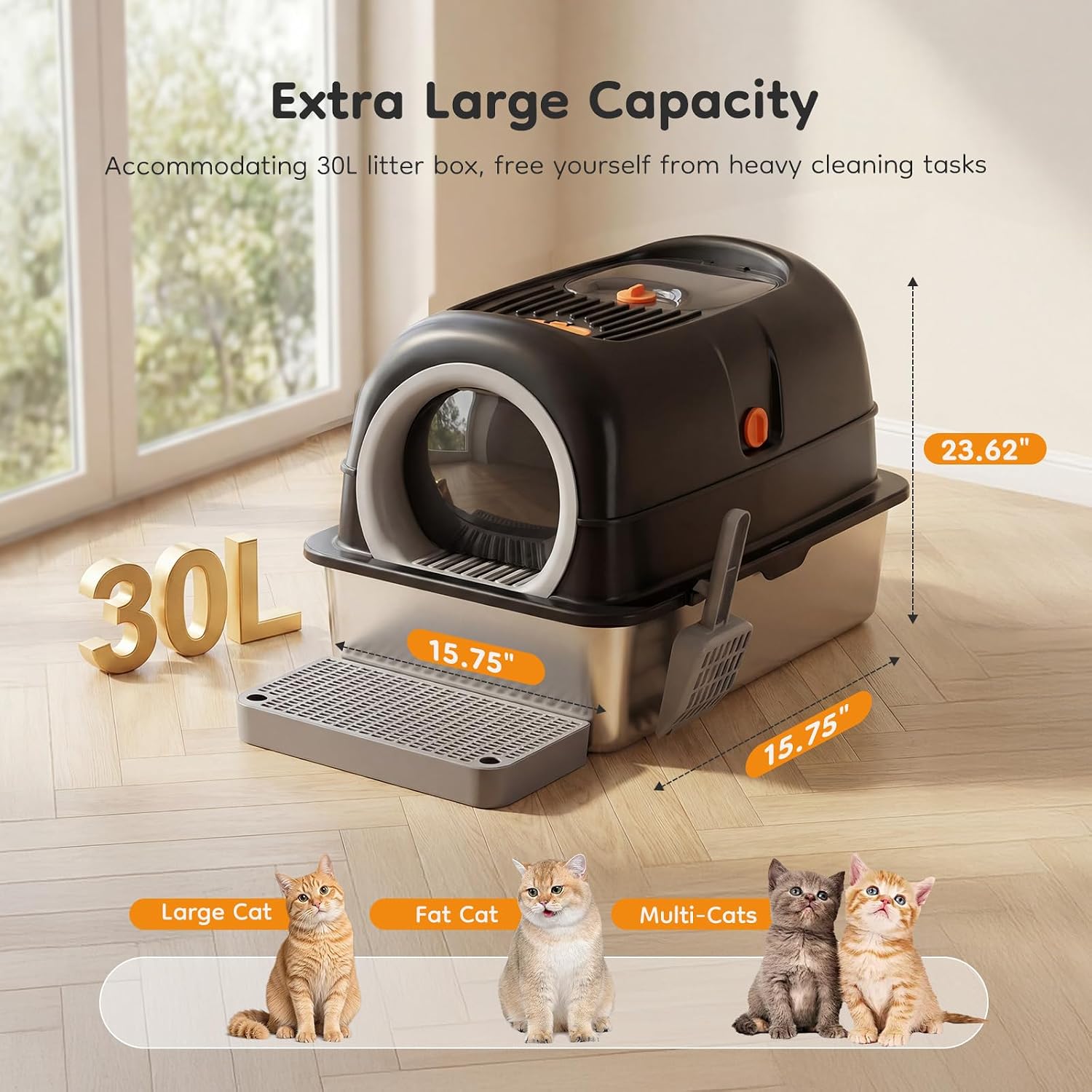 Detalle 2 de Aidoly Stainless Steel Cat Litter Box