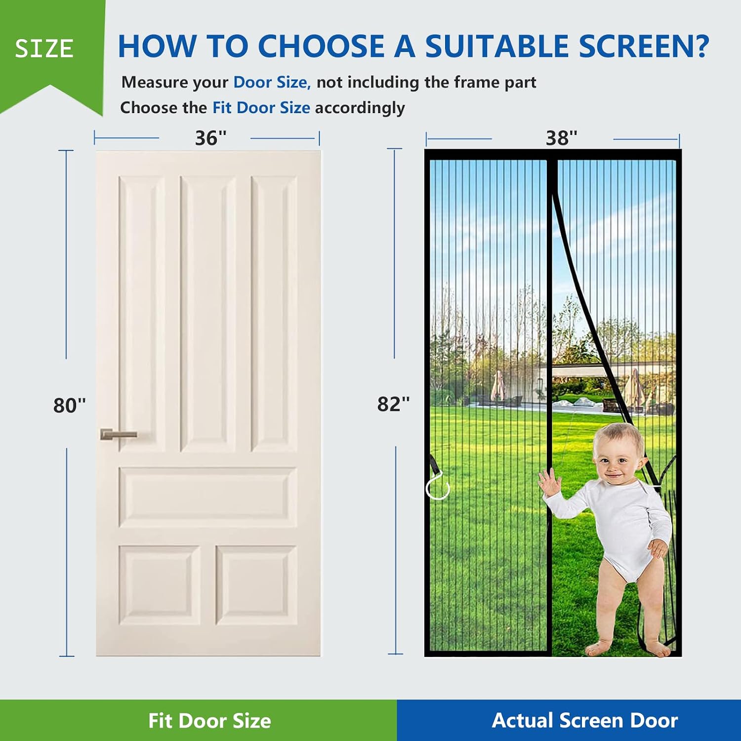 Detalle 2 de QNLONG 345-024-271 Magnetic Screen Door for 36 x 80 in Doorways, Black