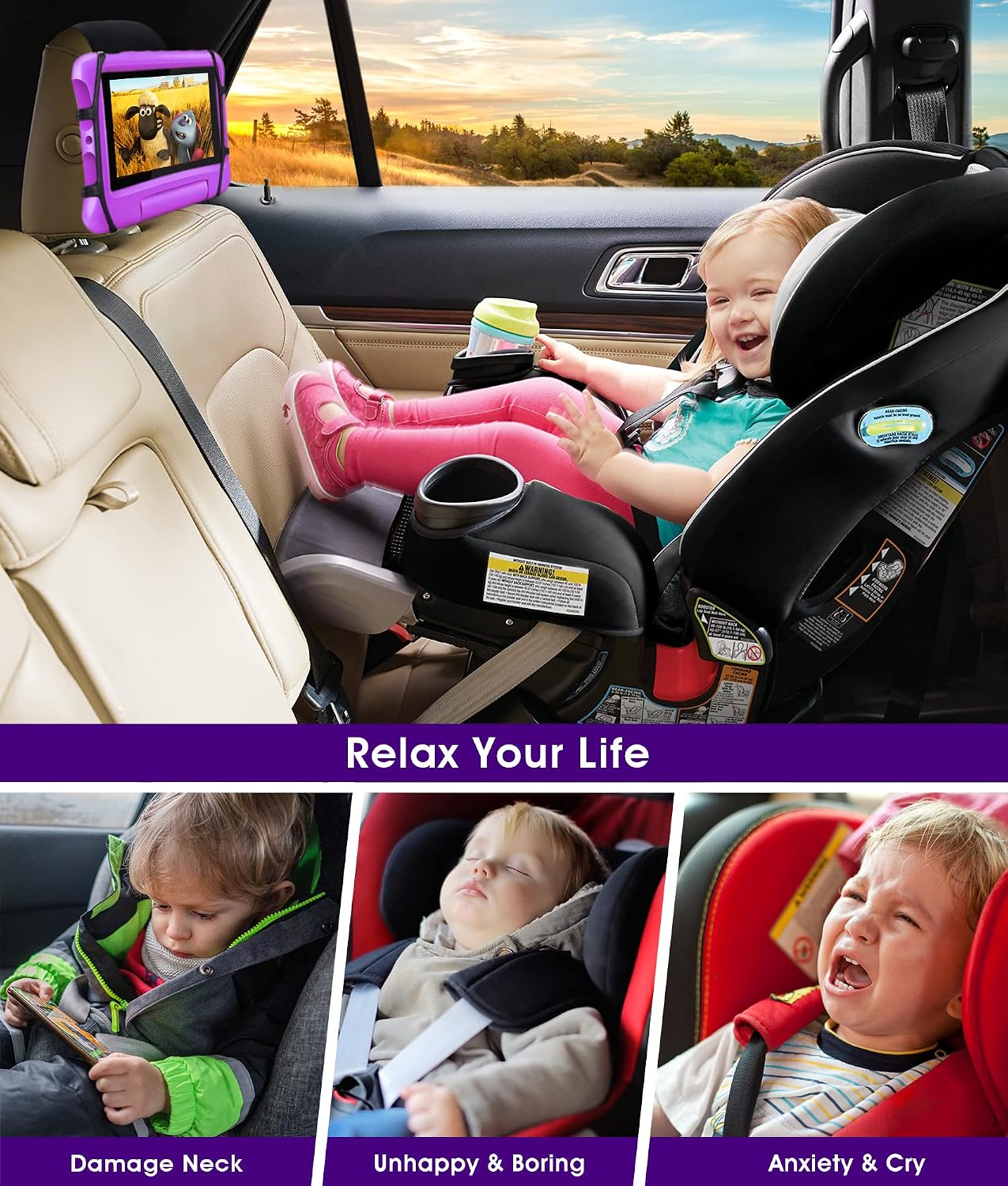 Detalle de WONNIE car headrest tablet mount 7 to 12.9in