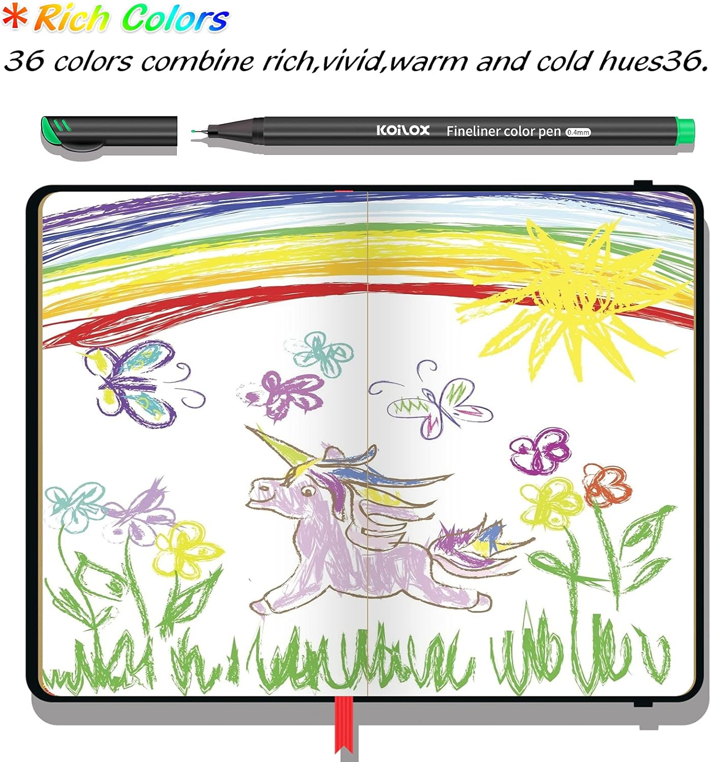 Thumbnail 2 de Koilox Fineliner Stifte Set 36 Farben 0,4 mm