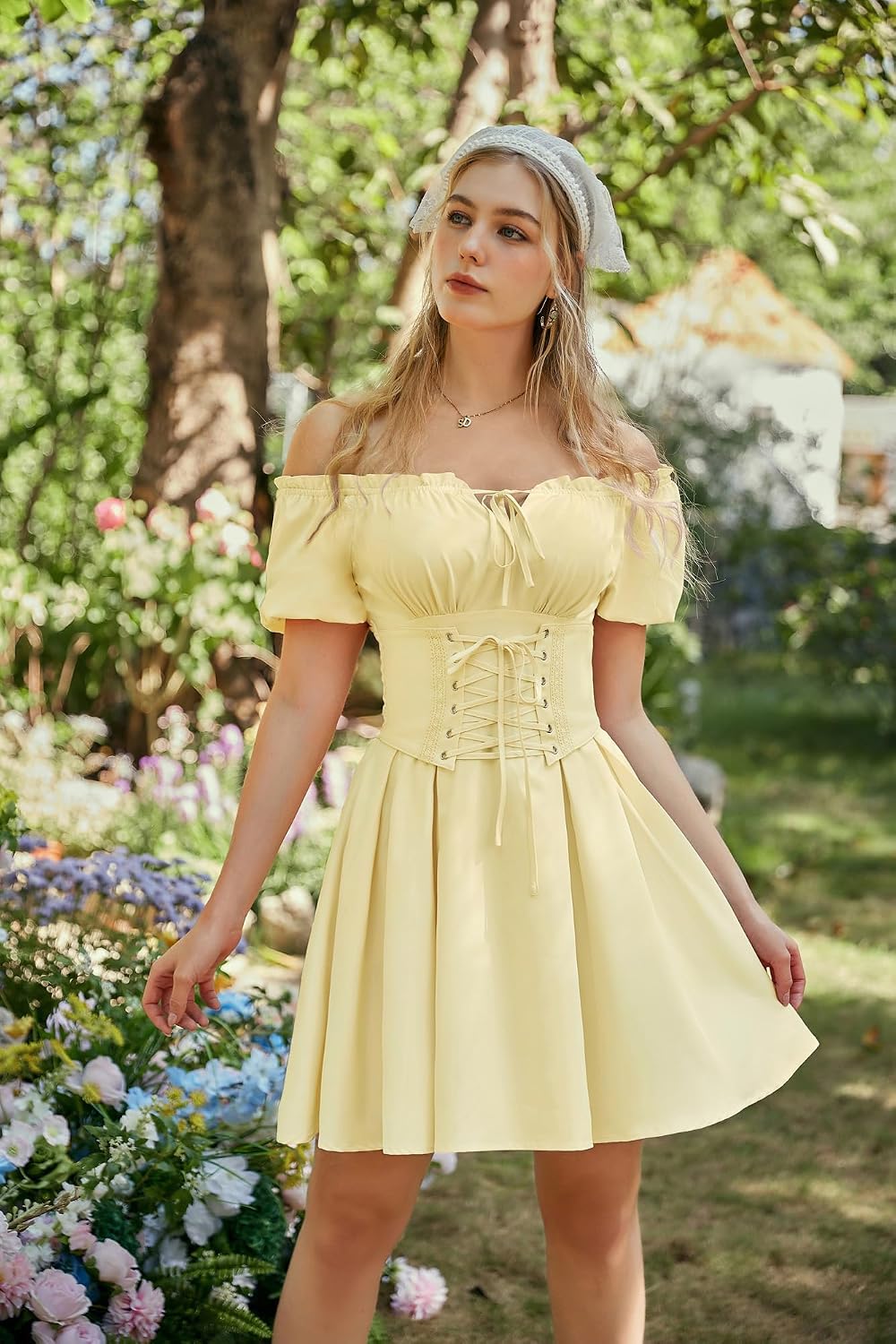 Thumbnail 1 de Scarlet Darkness Renaissance Corset Mini Dress, Off-Shoulder with Pockets