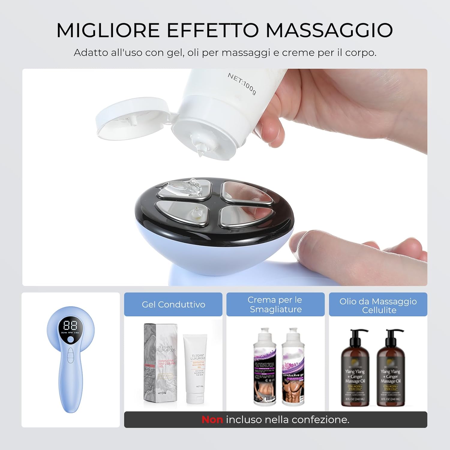 Thumbnail 6 de Massaggiatore Anticellulite Professionale Oranmagic – versione wireless, 4 testine e riscaldamento, blu