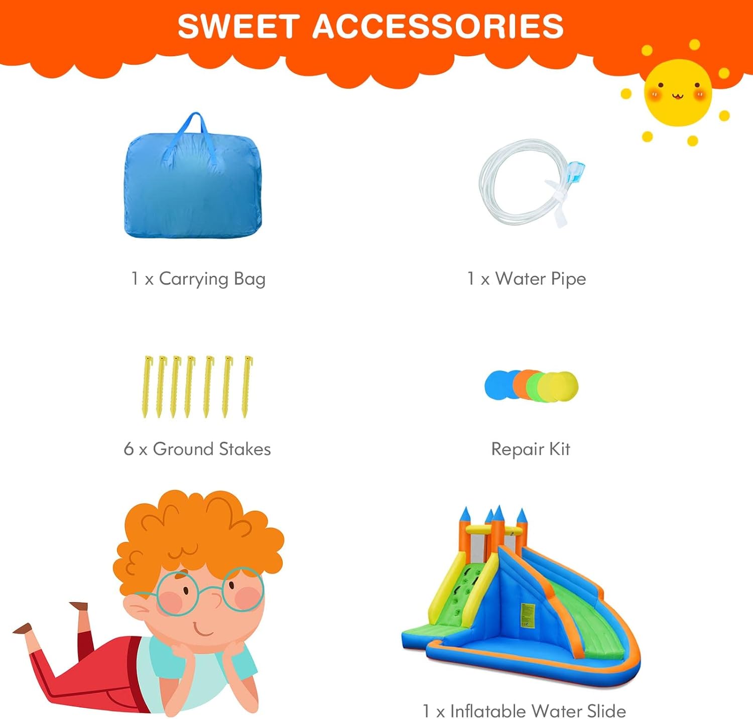 Detalle de Costzon Inflatable Water Slide: Giant Backyard Water Park with Climbing Wall and Splash Pool