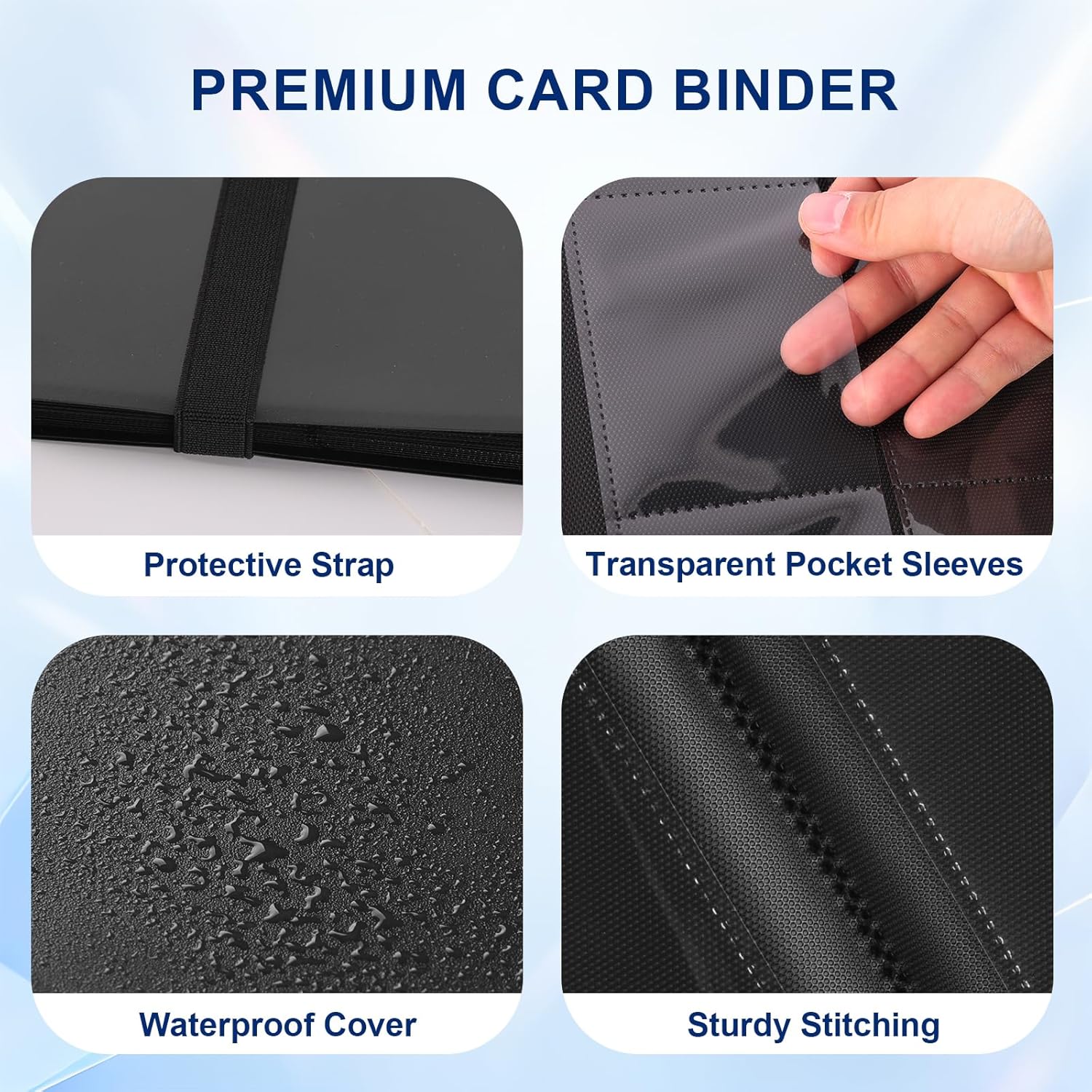 Thumbnail 2 de 9 Pockets Trading Card Binder Storage – 360 Pocket Album with Elastic Strap (Black)