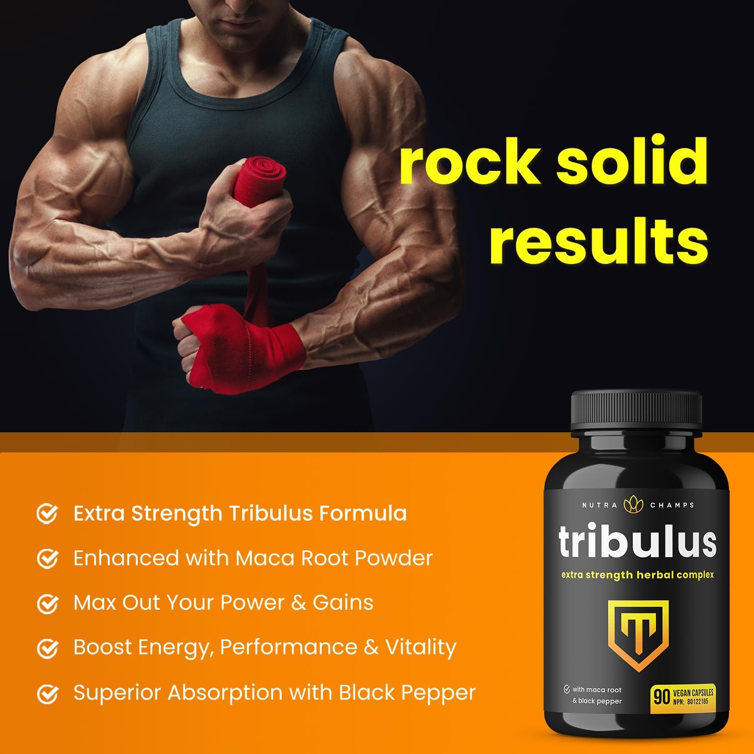 Detalle 2 de NutraChamps 990166 Tribulus Terrestris Capsules, 90 Vegan, Maca & Black Pepper
