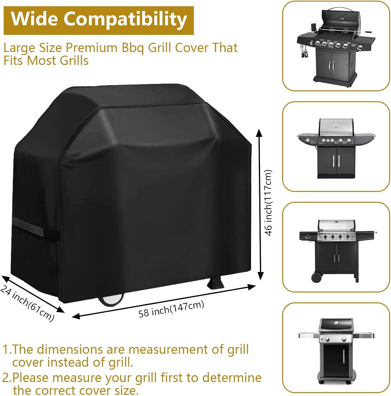 Detalle de Moseem BBQ Cover 145x61x117 cm – Waterproof, Windproof, Rip-Proof, UV Resistant with Storage Bag