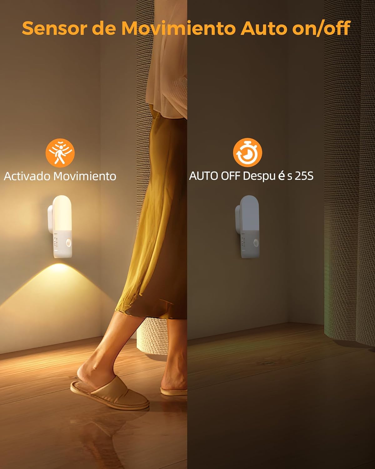 Detalle 2 de Gotopceed Luz LED Nocturna Sensor Movimiento Recargable