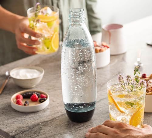 Detalle de Sodastream 1L Twin Pack Carbonated Water Bottle — Slim, Dishwasher Safe, BPA-Free & SodaStream Compatible