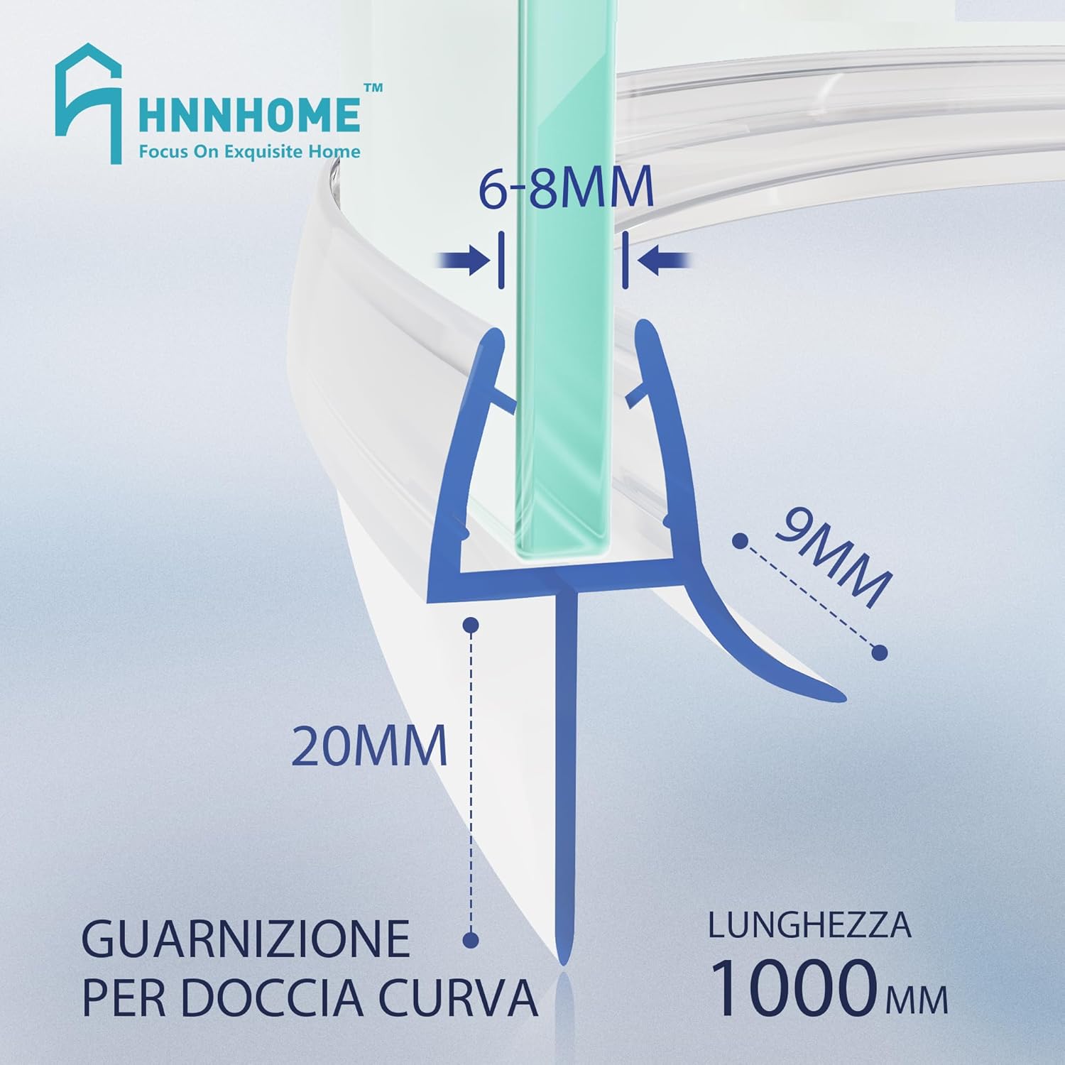 Thumbnail 3 de Guarnizione curva per doccia da 1 m per vetro 6–8 mm – HNNHOME