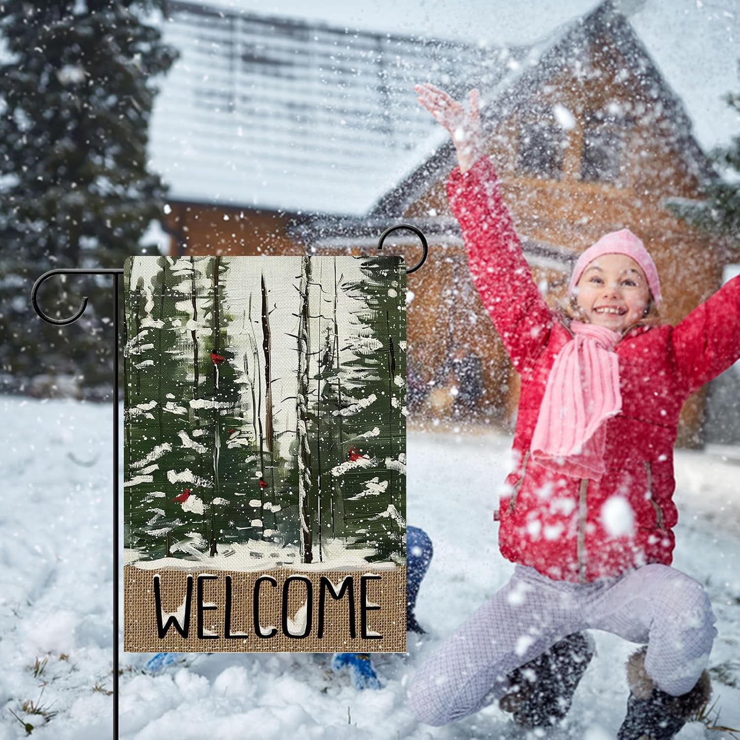 Thumbnail 5 de Dyrenson Welcome Winter Forest 12 x 18 Garden Flag ๐