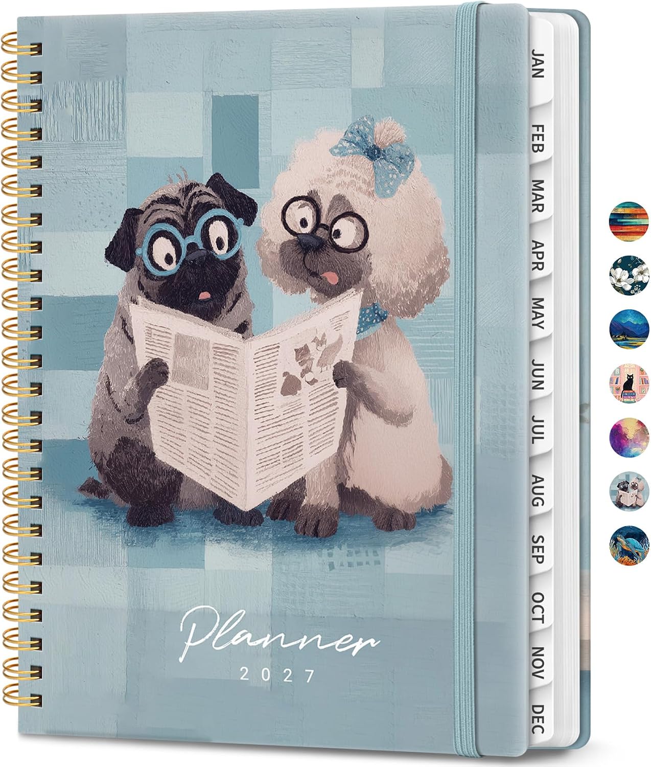 Detalle de JEJEGO 2027 A5 Weekly and Monthly Planner, Hardcover with Spiral Binding