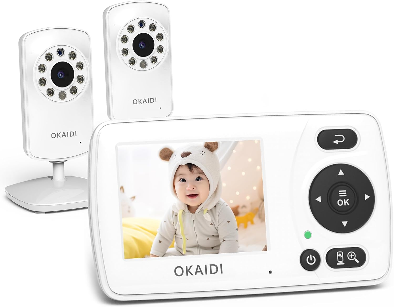 Detalle de OKAIDI OD8021-2 Baby Monitor with Two Cameras, 2.4-Inch Screen and Night Vision