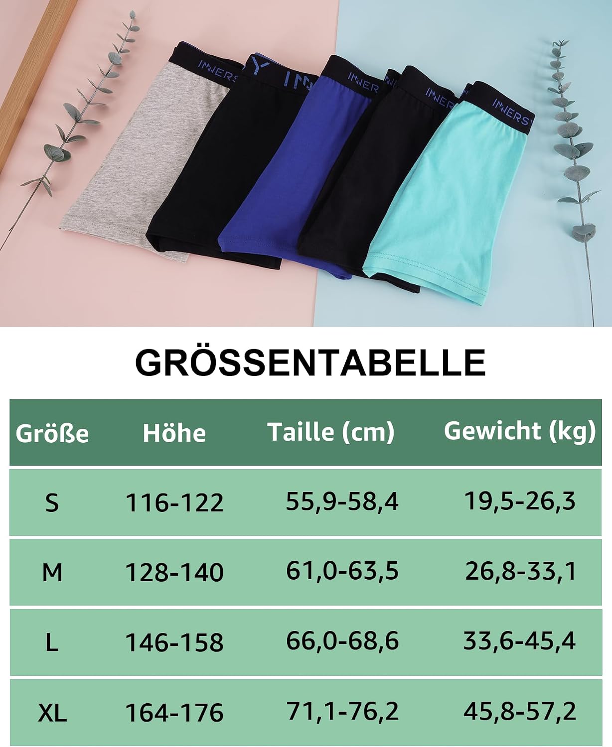 Detalle 2 de INNERSY Jungen Boxershorts 5er Pack Baumwolle