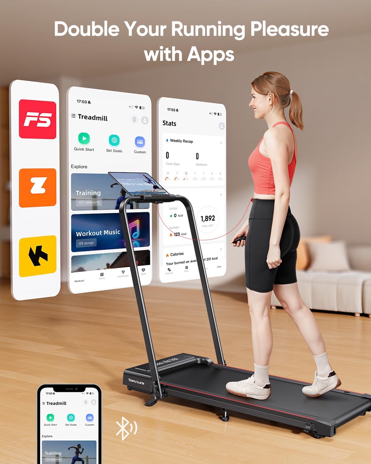 Detalle 2 de TOPUTURE TP4 Walking Pad Treadmill with 9% Manual Incline and App