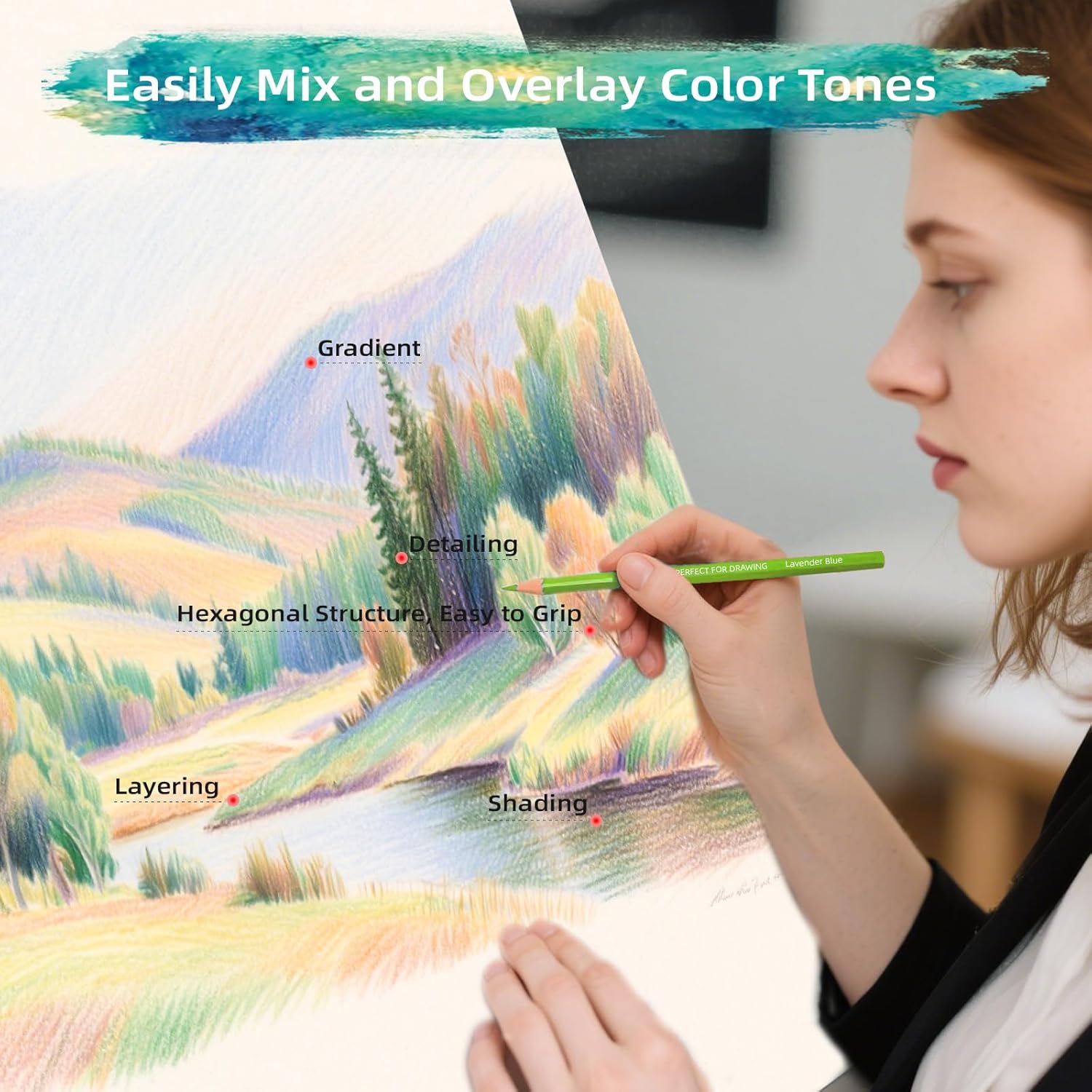 Thumbnail 2 de YSLON 36-Color Colouring Pencils – Professional Colour Pencils for Adults and Artists