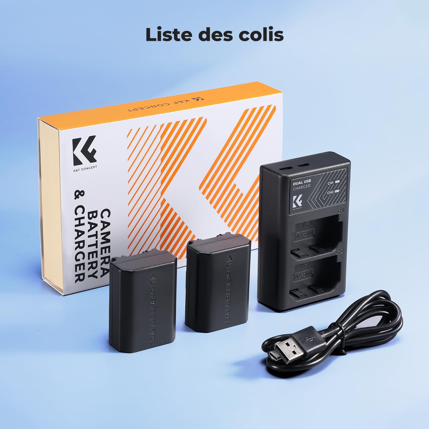 Thumbnail 6 de K&F CONCEPT Batterie NP-FZ100 avec chargeur à double fente (compat. Sony A7 III, A7 IV, A7C, ZV-E1, FX3, A9…)