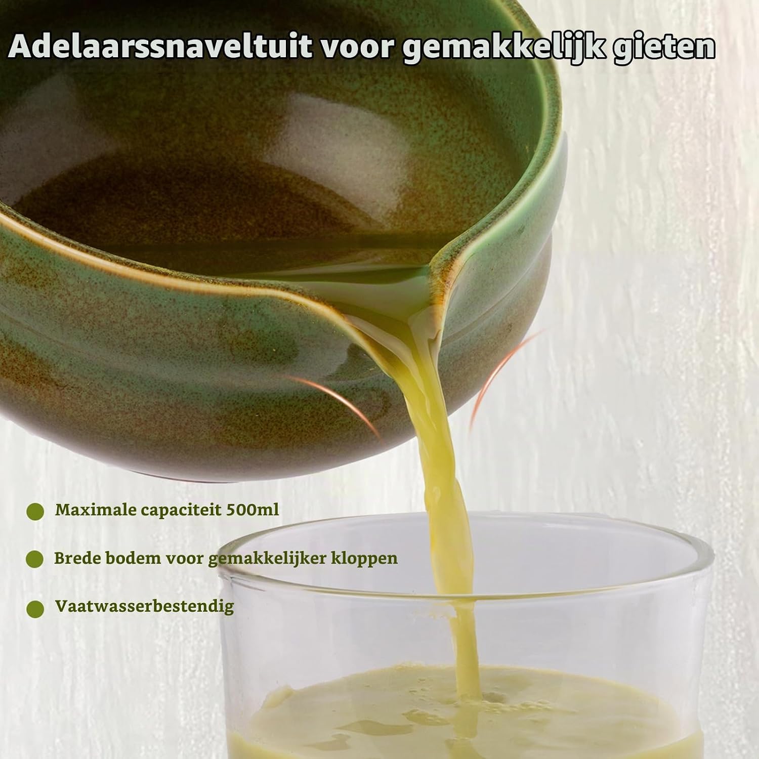 Detalle 2 de oasymala MC1 matchaset van keramiek, groen, met schenktuit en accessoires