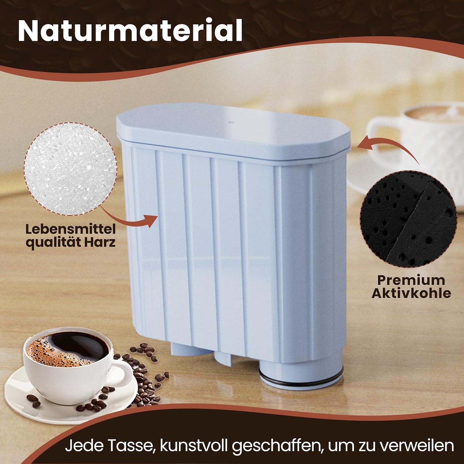 Detalle 2 de GOLDEN ICEPURE CMF009 waterfilters voor koffiemachines, actieve kool, set van 4