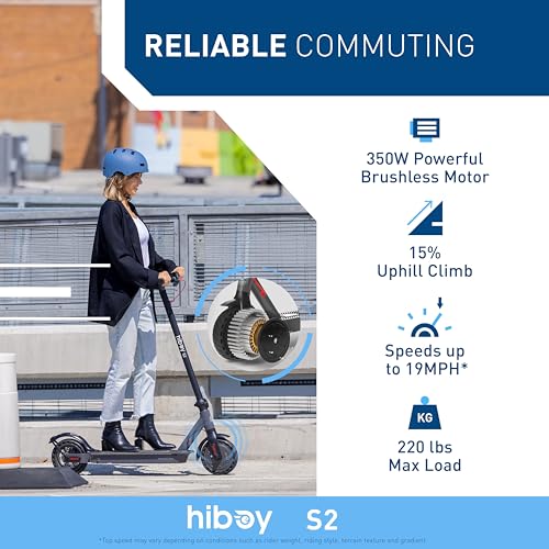 Detalle 2 de Hiboy S2 Electric Scooter — 8.5" Solid Tires, 19 mph, 17-Mile Range