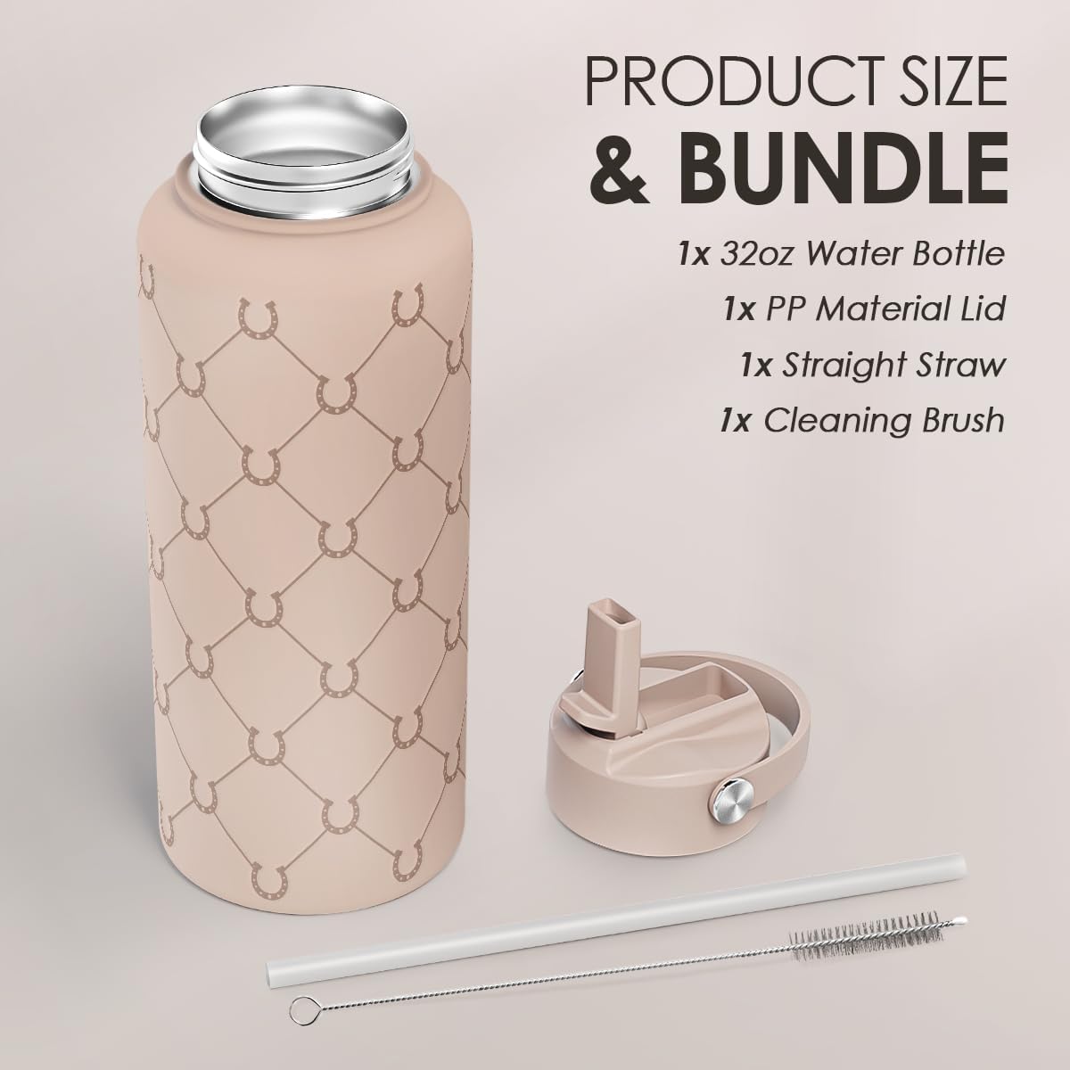 Detalle de SANDJEST SJ-DW-SS-WB32SL Horse Insulated Water Bottle, 32 oz