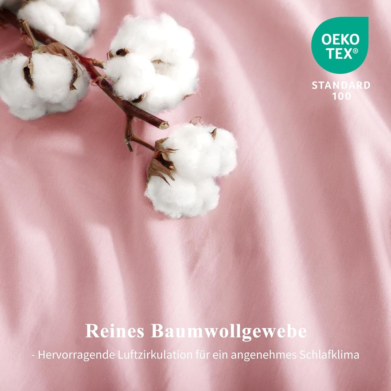 Thumbnail 4 de Aisbo Bettwäsche 200x220 cm aus Baumwolle, Rosa – 3-teiliges Set mit Reißverschluss