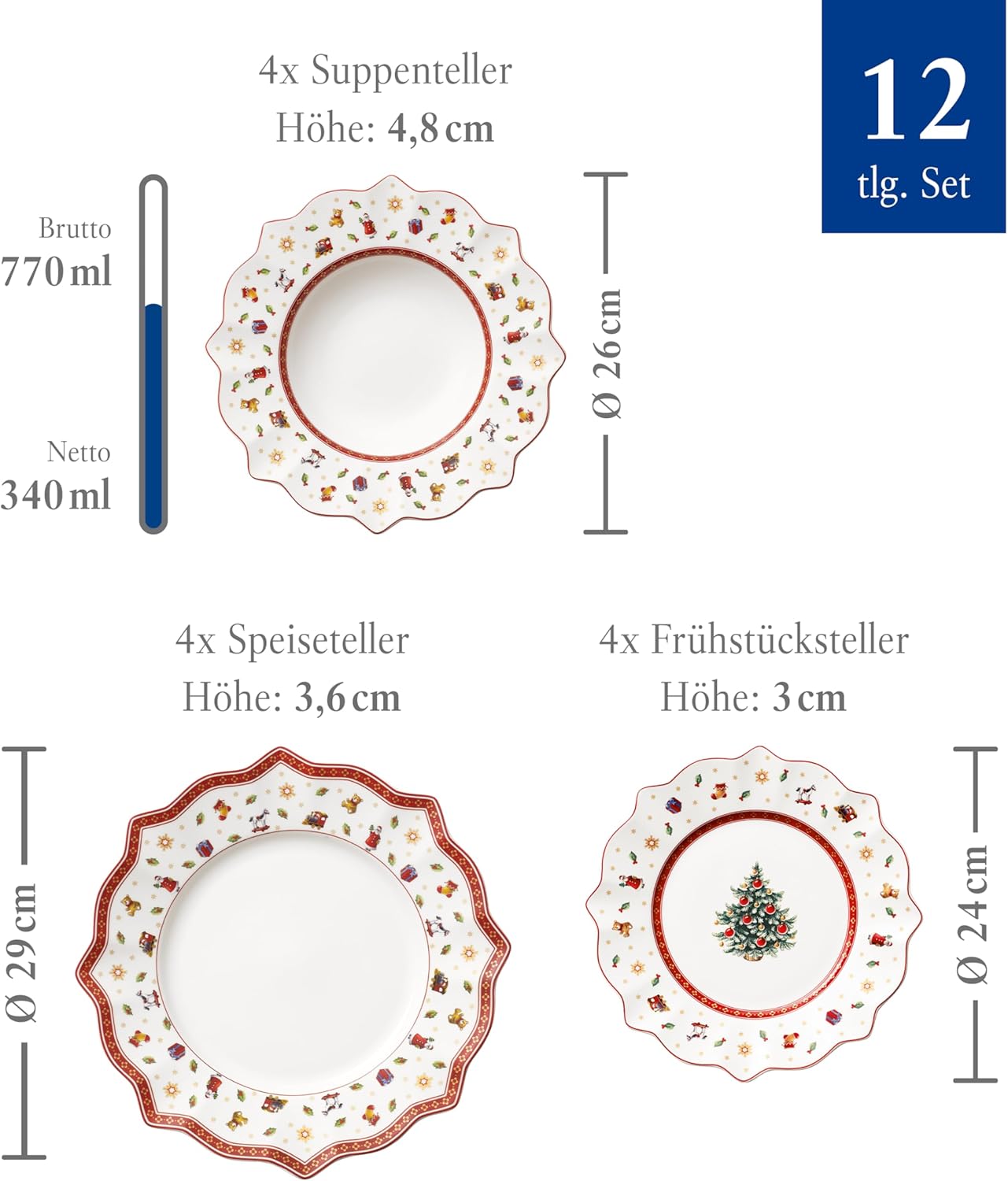 Thumbnail 3 de Villeroy & Boch Toy's Delight Tafelservice Weihnachtset 12-tlg
