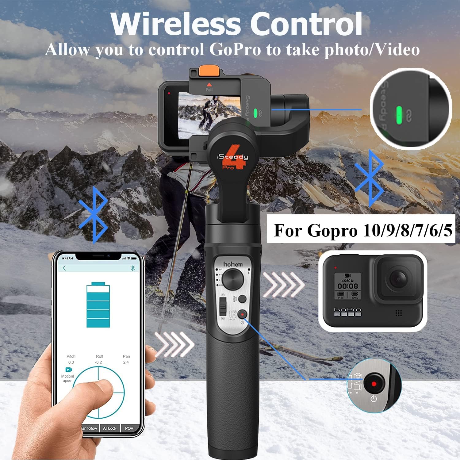 Thumbnail 4 de Hohem iSteady Pro 4-Action Camera Gimbal Stabilizer (3-axis) for GoPro, Osmo Action & Insta360 One R