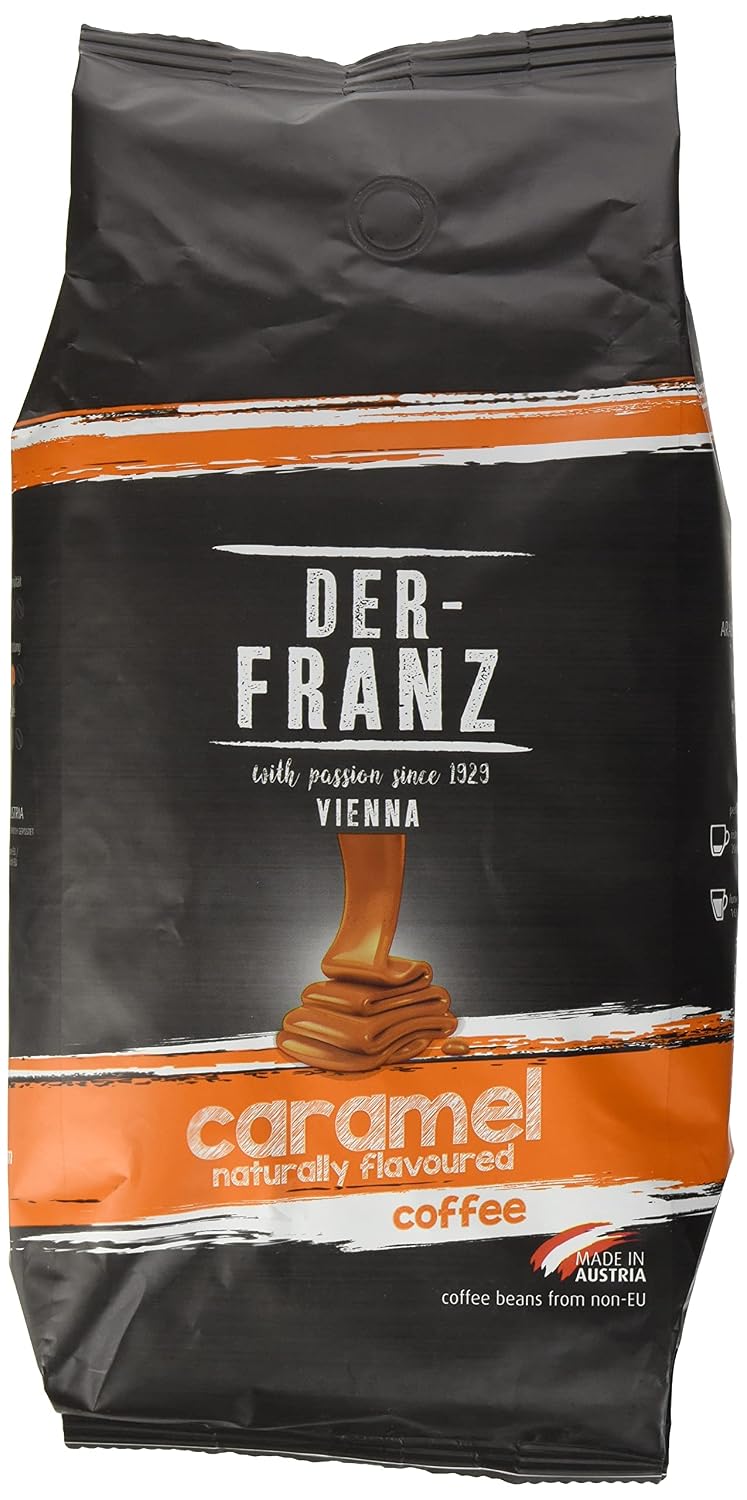 Detalle 2 de Der-Franz Kaffee aromatisiert mit Karamell – 1000 g Ganze Bohnen, Arabica/Robusta