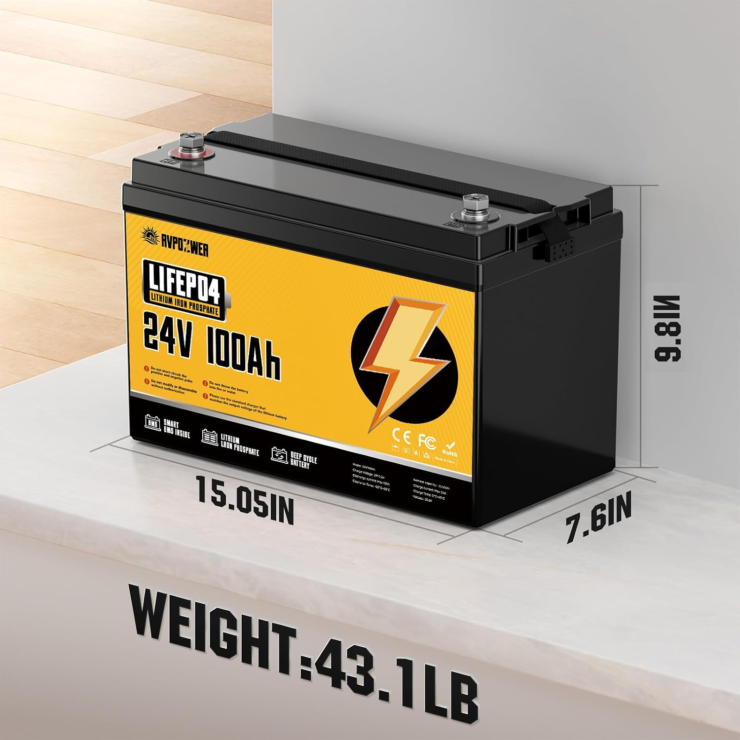 Detalle 2 de Rvpozwer 24V100Ah LiFePO4 Battery, 2-Pack with 100A BMS and 2560W Output
