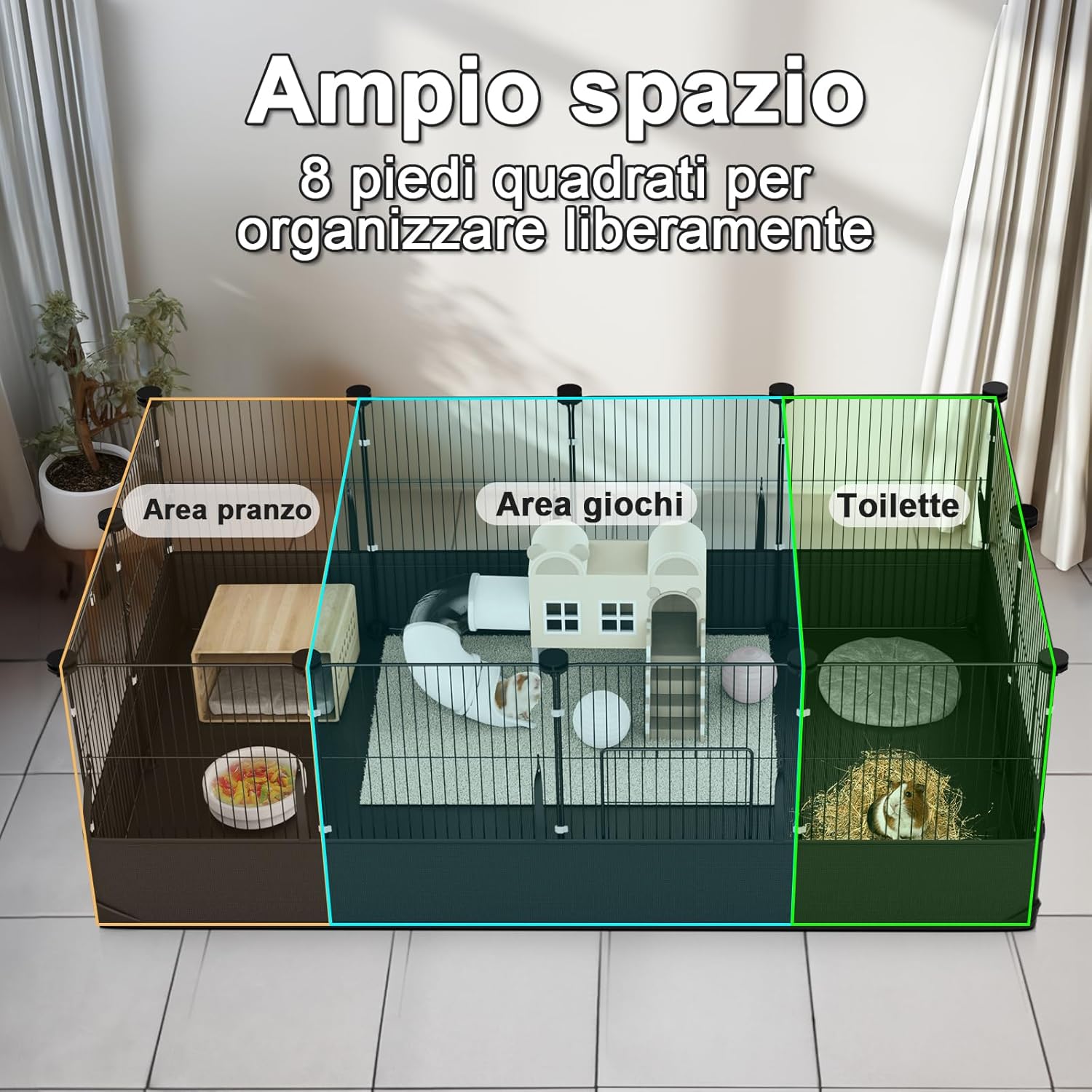 Detalle de Aystkniet Gabbia Coniglio Nano da Interno con Rivestimento Impermeabile sul Fondo – Recinto 122 × 60 × 40 cm