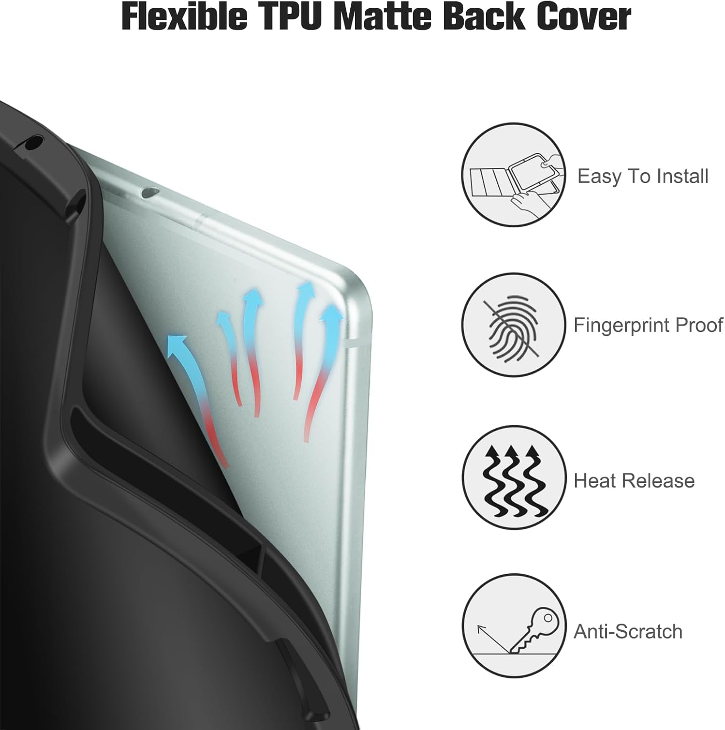 Detalle de Fintie Hülle für Samsung Galaxy Tab S6 Lite 10.4 (2024/2022/2020) – Soft-TPU Rückseite mit S-Pen-Halter, Jeansoptik Türkis