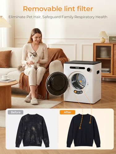 Detalle de FOHERE 4KG Vented Tumble Dryer: Compact 1200W Front-Load, Smart Drying for Small Spaces