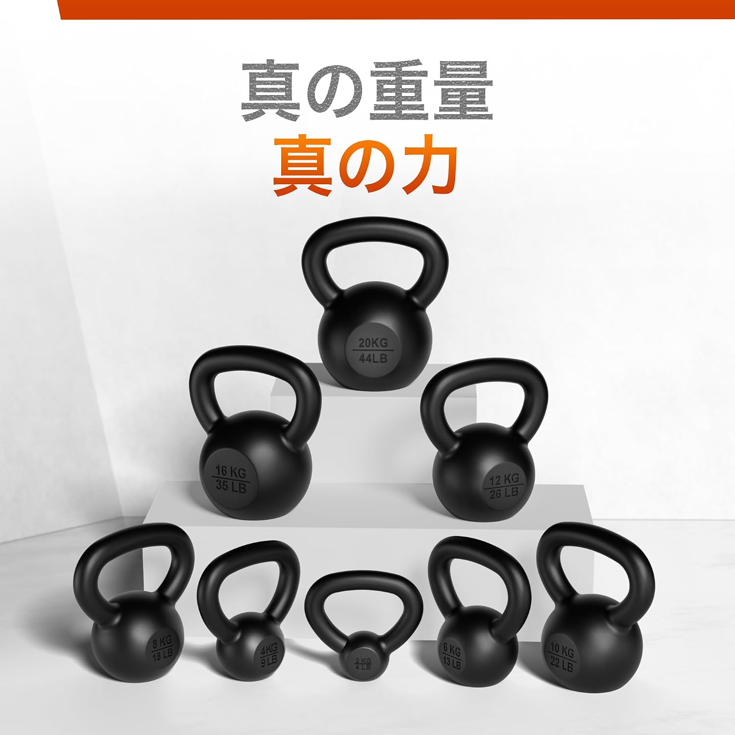 Detalle de Yes4All 鋳鉄製ケトルベル 4kg ビニールコーティング・細めのグリップ