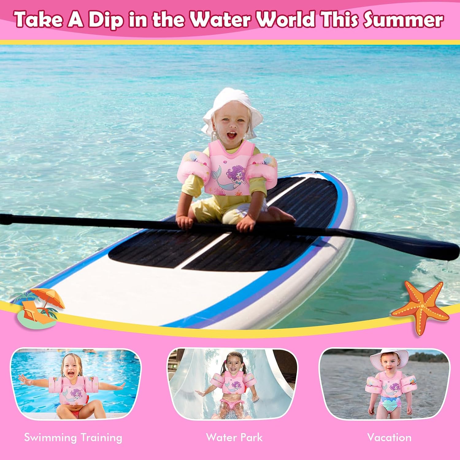 Thumbnail 6 de MoKo Toddler Swim Vest for Kids (13-66 lbs): Safe, Easy, Cartoon Water Wings