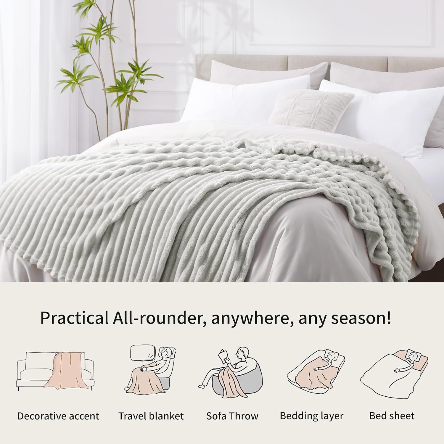 Thumbnail 6 de RUIKASI Kuscheldecke 220 × 240 cm – Flauschig Hellbeige, OEKO-TEX zertifiziert