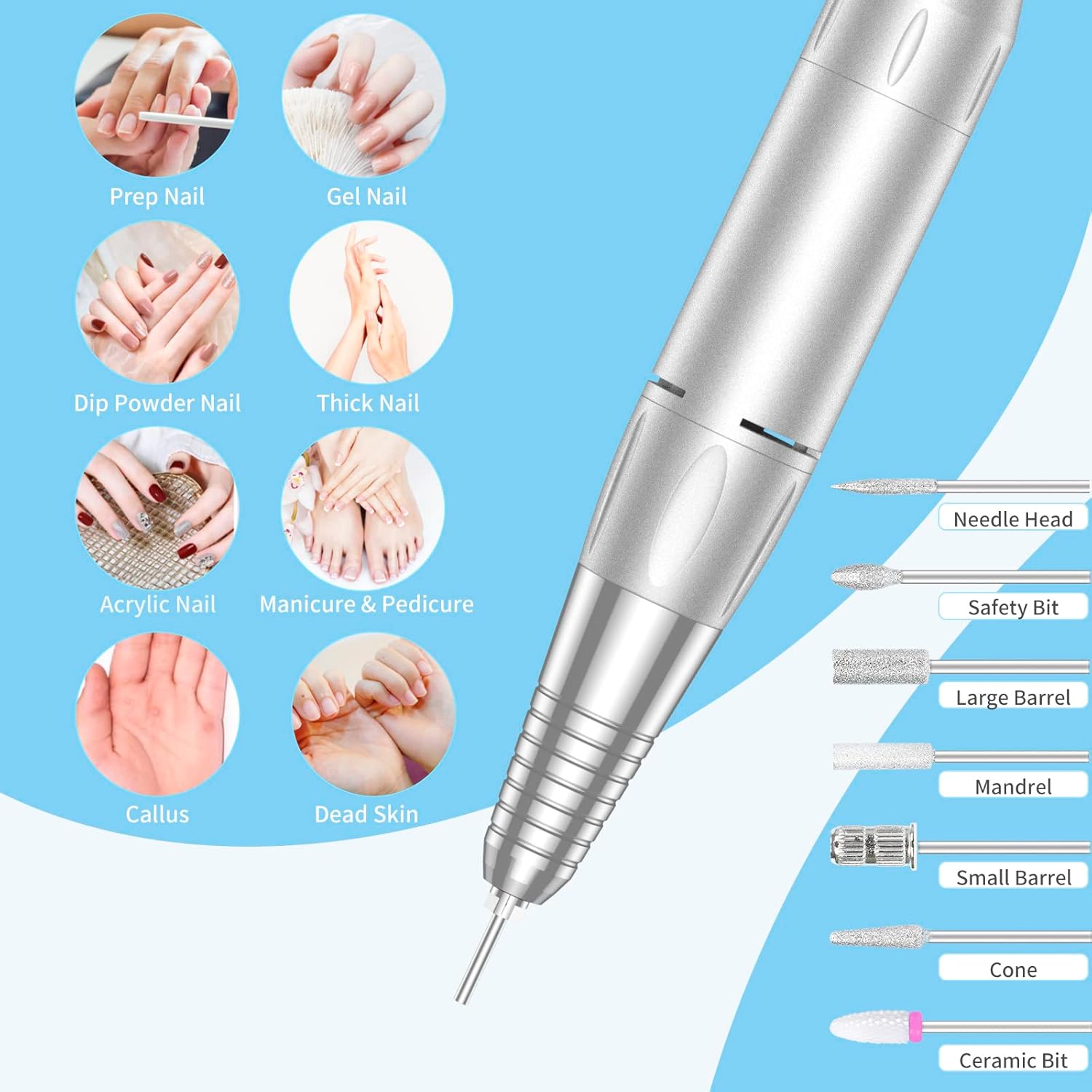 Detalle 2 de Portable Nail Drill Professional 35000 RPM 💅