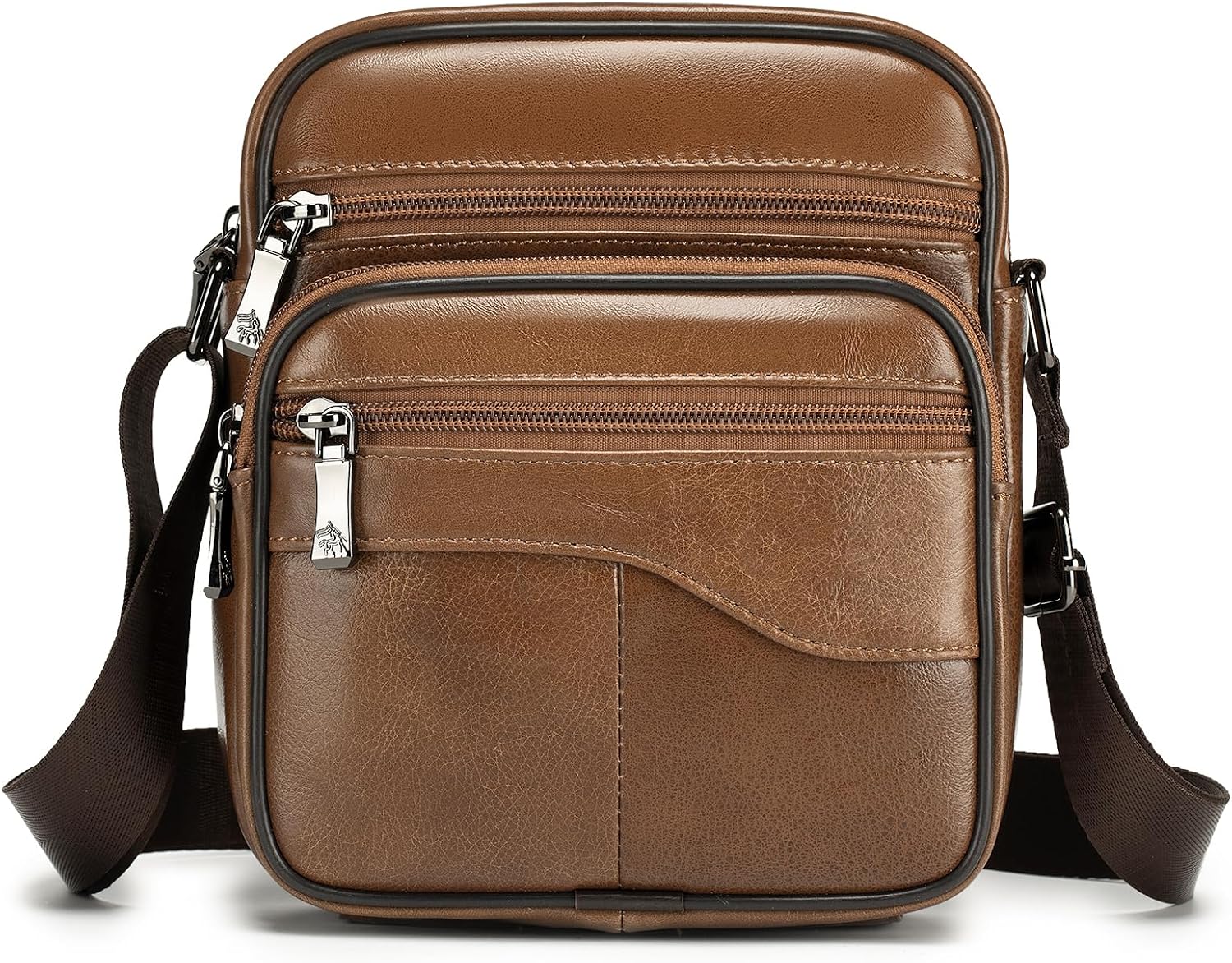 Thumbnail 6 de BAGZY liten axelväska i äkta kohudläder med crossbody-rem och handtag