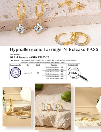 Detalle 2 de ATTILA 3-Pair 14k Gold-Plated Earring Set with Studs and Huggie Hoops