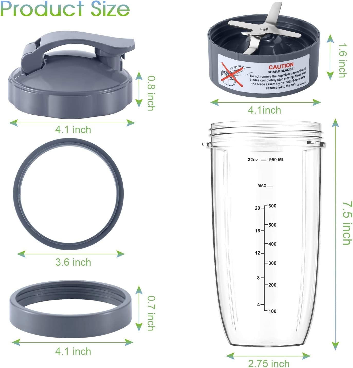 Detalle de 7-piece NutriBullet blender cup set 32oz