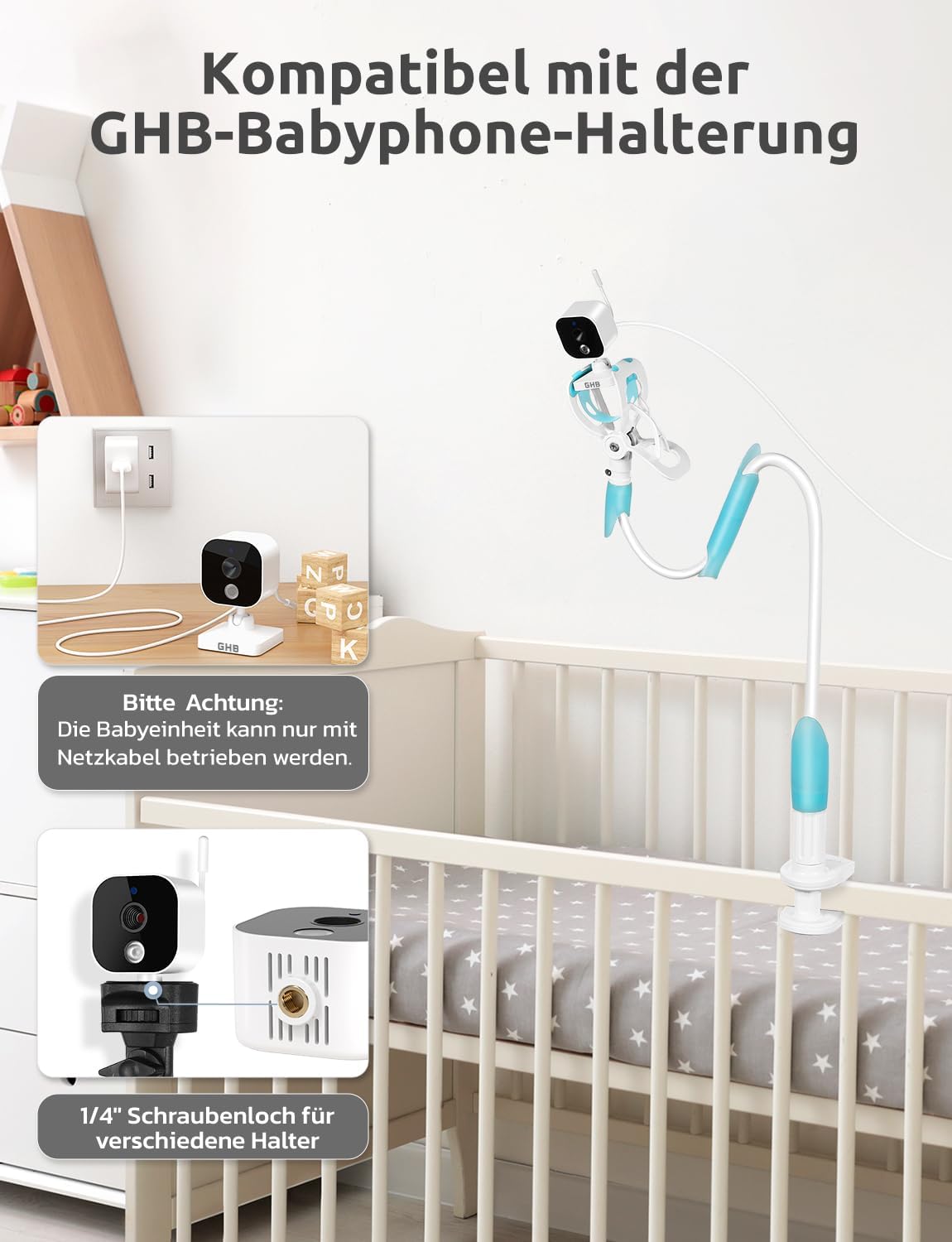 Thumbnail 6 de GHB Babyphone mit Kamera 5 Zoll HD – VOX-Modus, Nachtsicht, 5000 mAh, 2-Kamera-Erweiterung