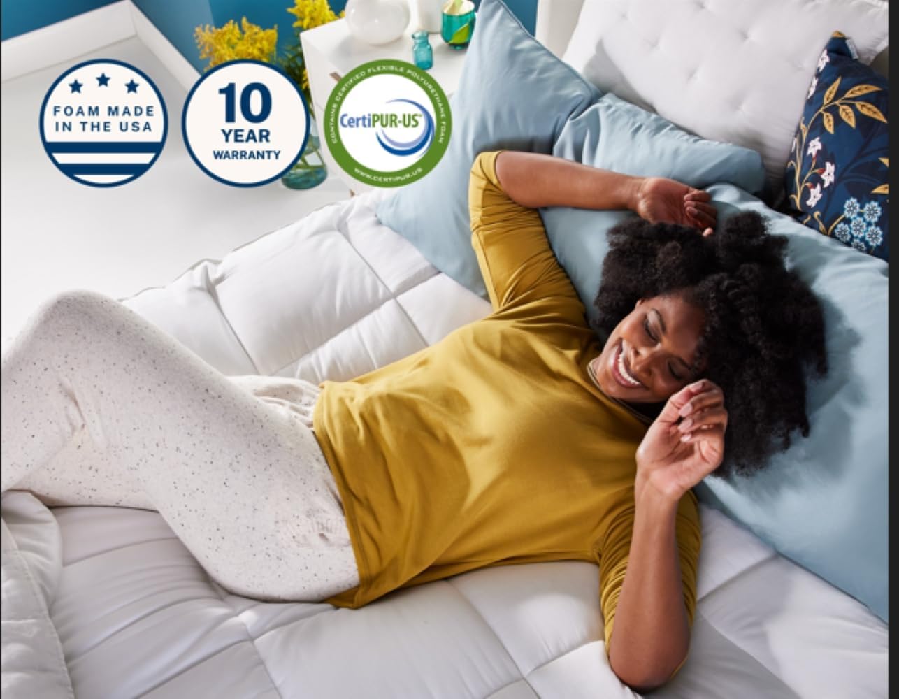 Thumbnail 5 de Sleep Innovations Dual Layer 4 Inch Memory Foam Mattress Topper (Queen) with 3 Inch Cooling Gel Foam + Removable Pillow Top Cover