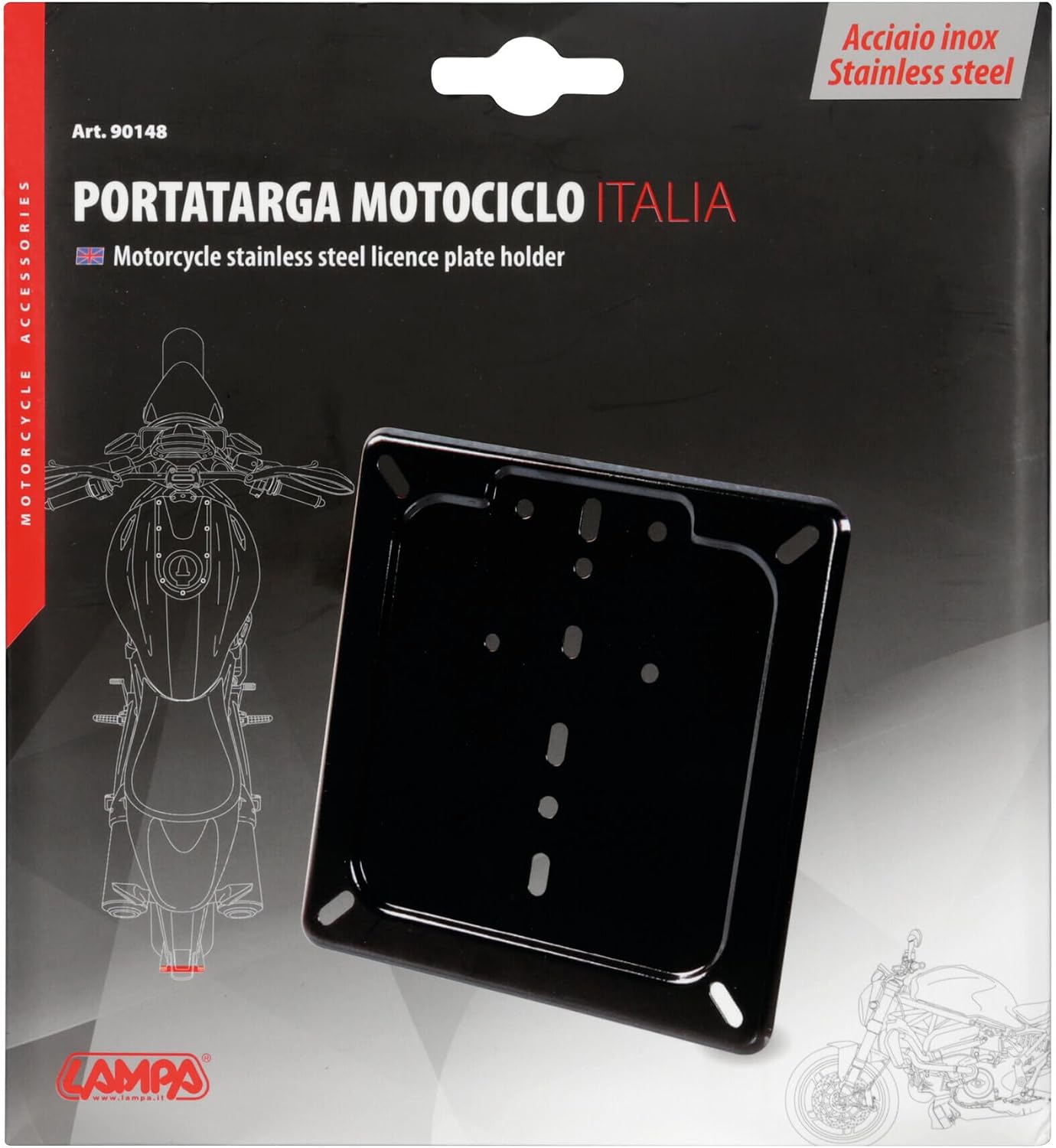 Thumbnail 1 de LAMPA 90148 — Support de plaque d'immatriculation noir