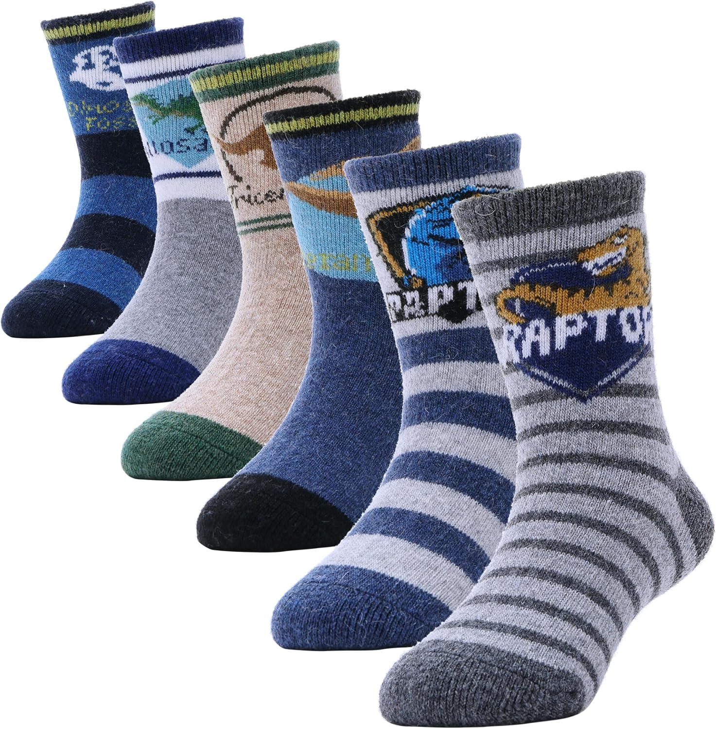 Detalle de ANTSANG Kids Merino Wool Hiking Socks, 6-Pair Crew Boot Socks with Full Cushioning