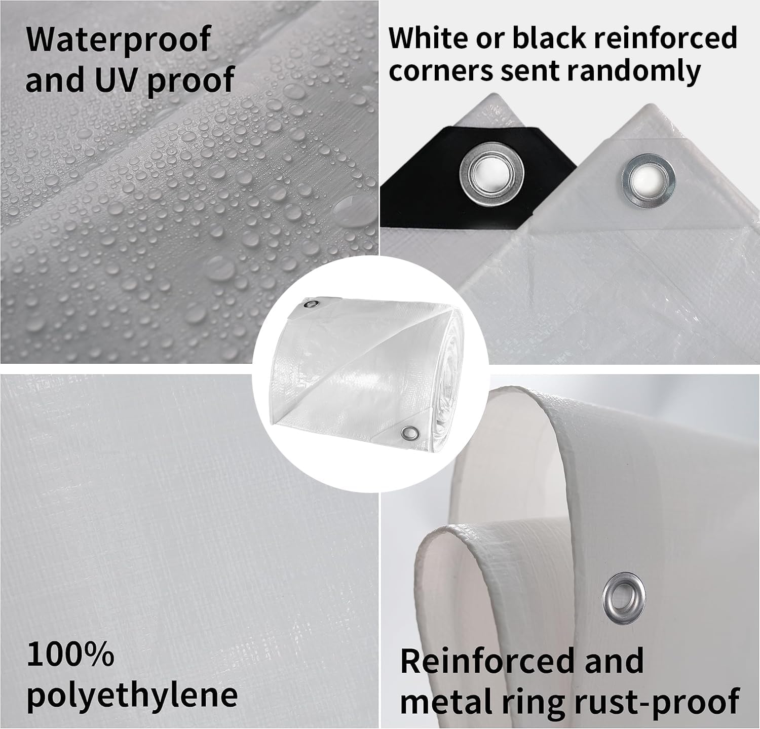 Thumbnail 3 de TARPAL 12'x12' White Tarp: Waterproof, Snow-Proof Poly Tarpaulin for Outdoor Protection