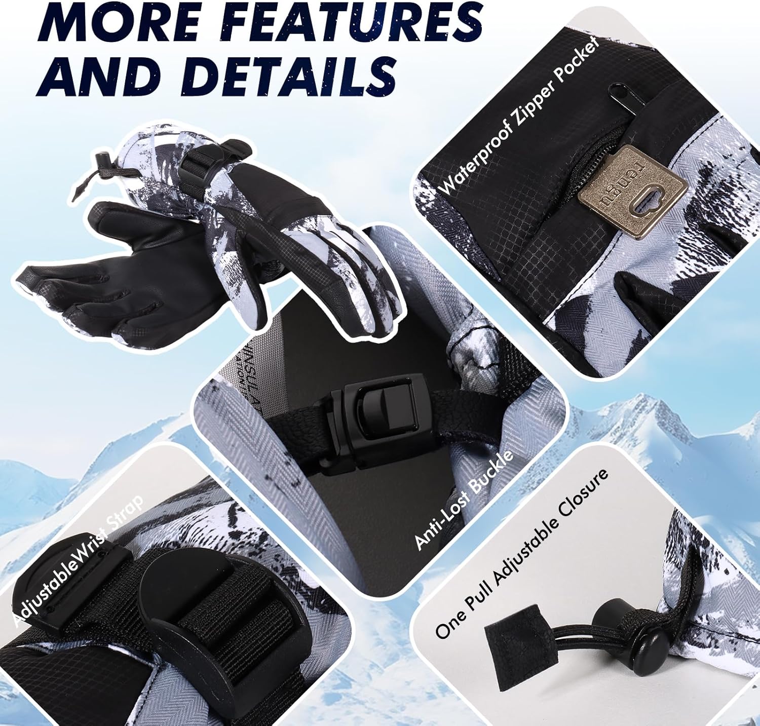 Thumbnail 3 de Pnosnesy Ski Gloves for Cold Weather