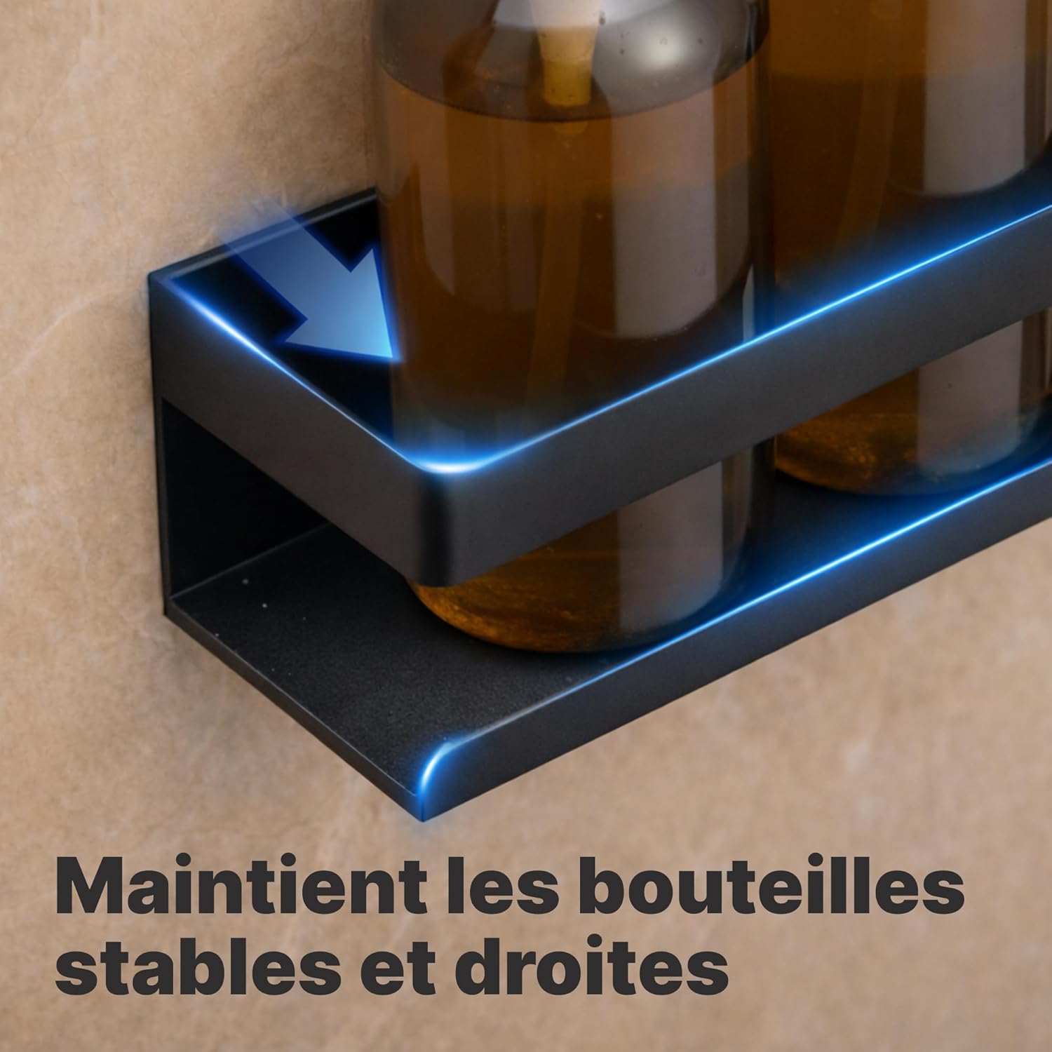 Thumbnail 3 de Minismus étagère douche sans percage – rangement durable avec barre de sécurité et crochets mobiles