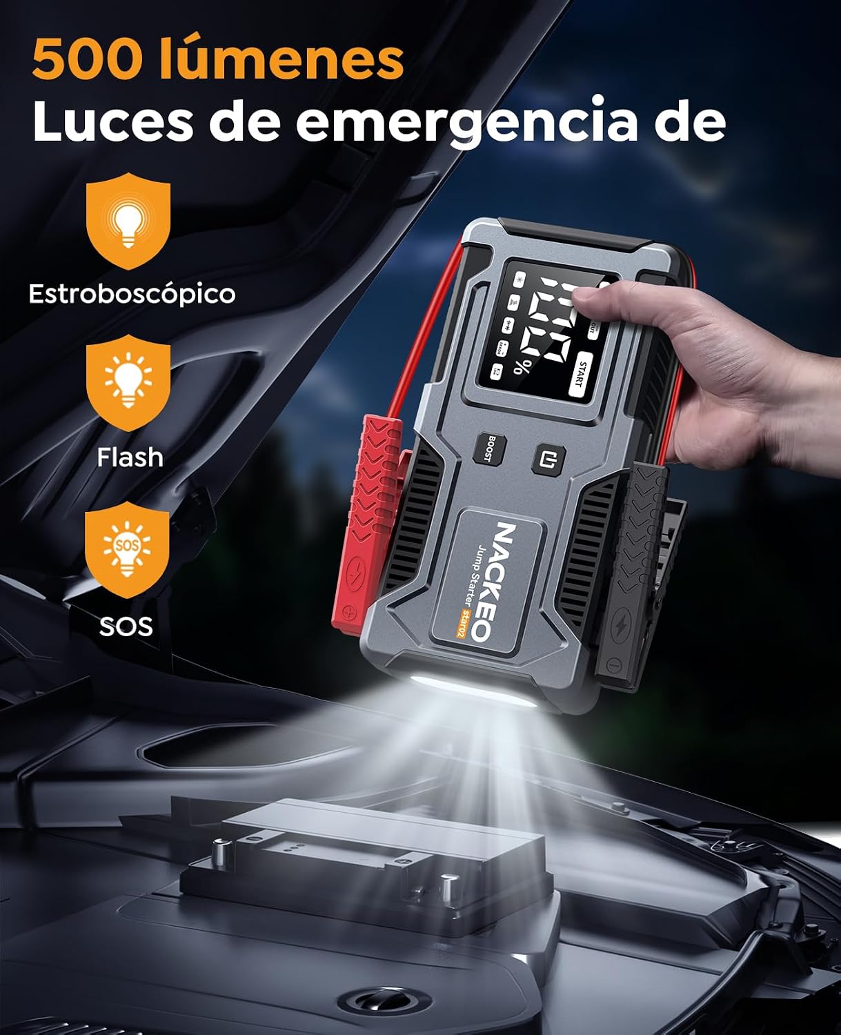 Detalle 2 de Arrancador de Coches 6000A 20.000mAh